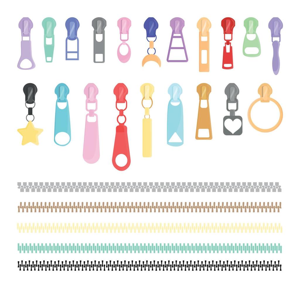 Set of Zippers vector