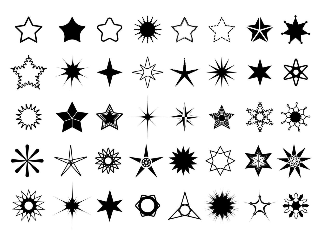 colección de estrellas negras vector