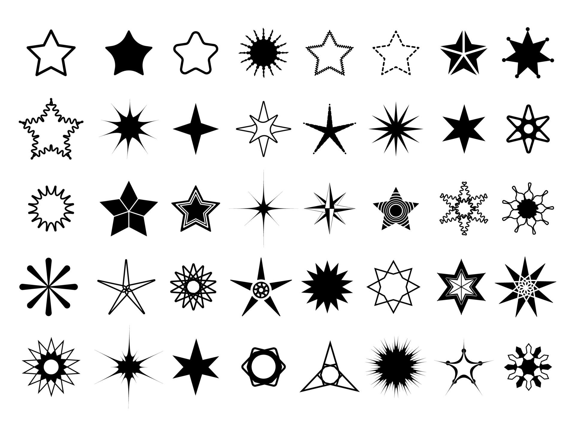 Black Stars Collection 9484356 Vector Art at Vecteezy