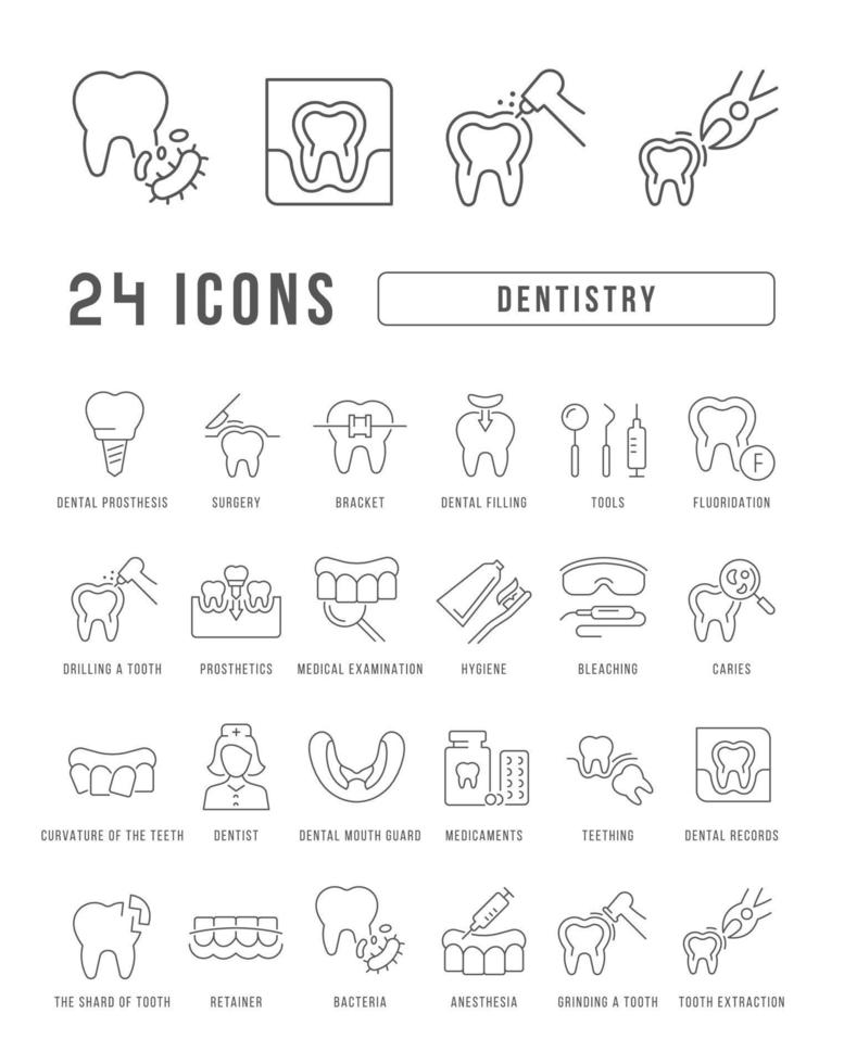Set of linear icons of Dentistry vector
