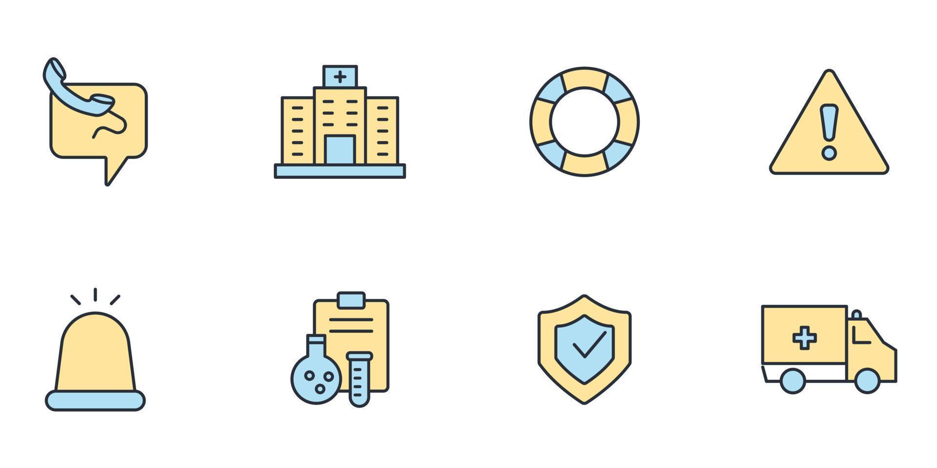 emergency icons set .  emergency pack symbol vector elements for infographic web