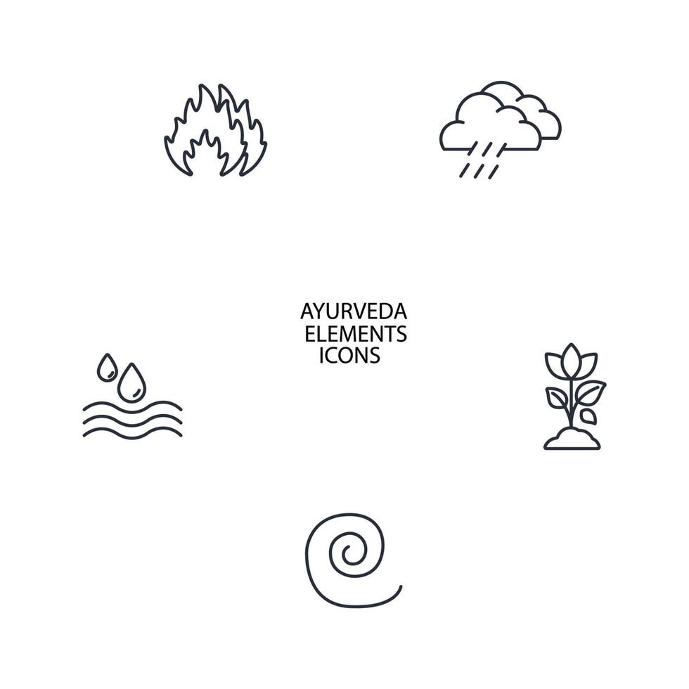 The Five elements of Ayurveda icons set .  The Five elements of Ayurveda pack symbol vector elements for infographic web