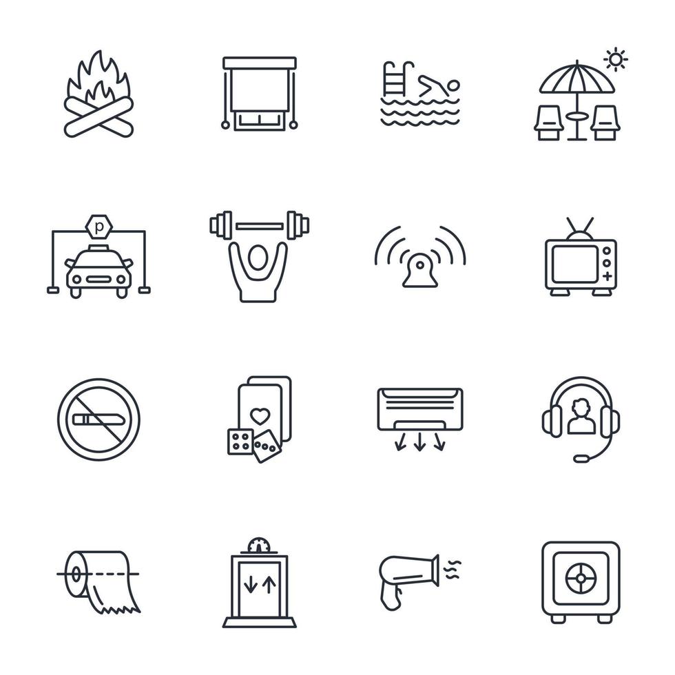 hotel service icons set . hotel service pack symbol vector elements for infographic web