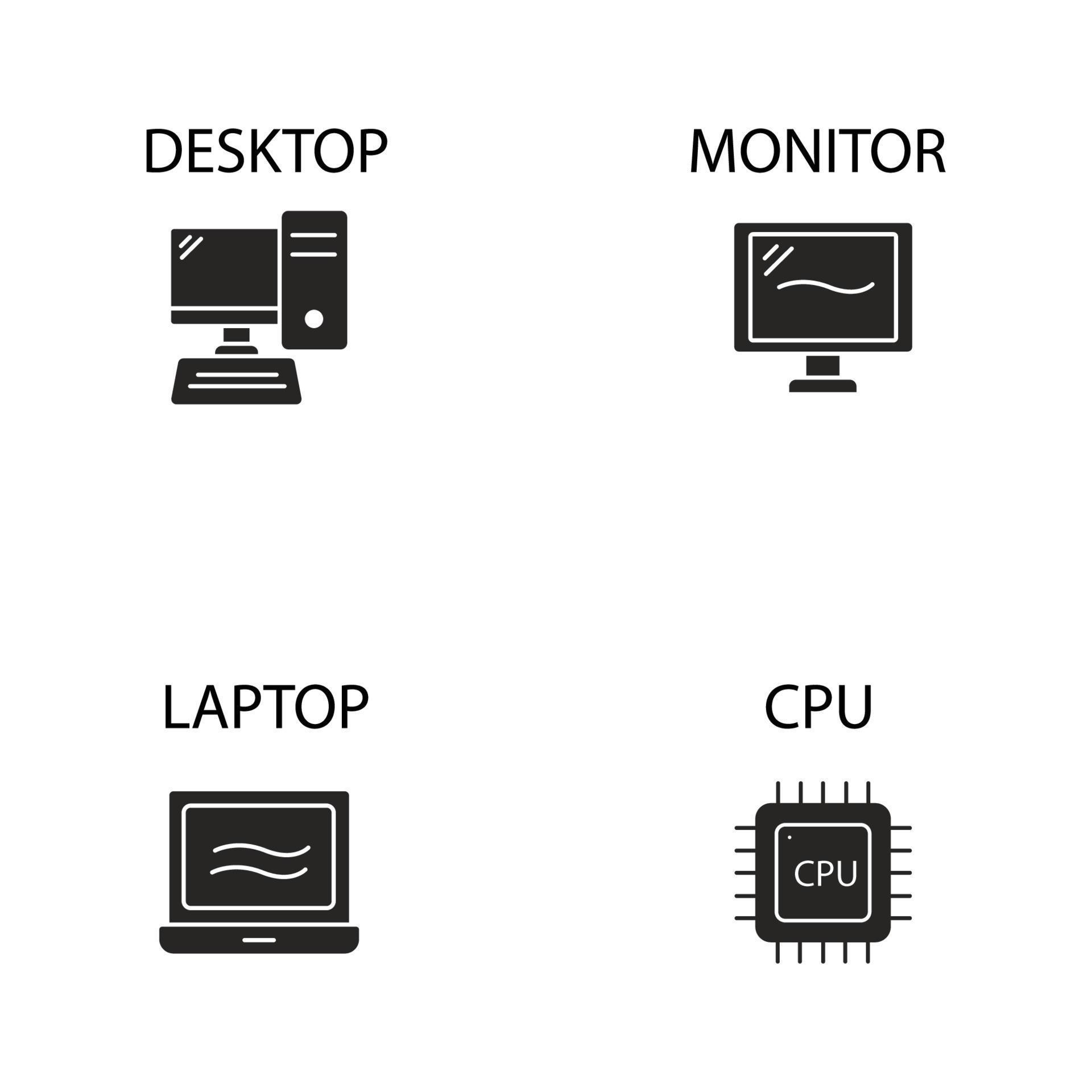 computer components icons set . computer components pack symbol vector ...
