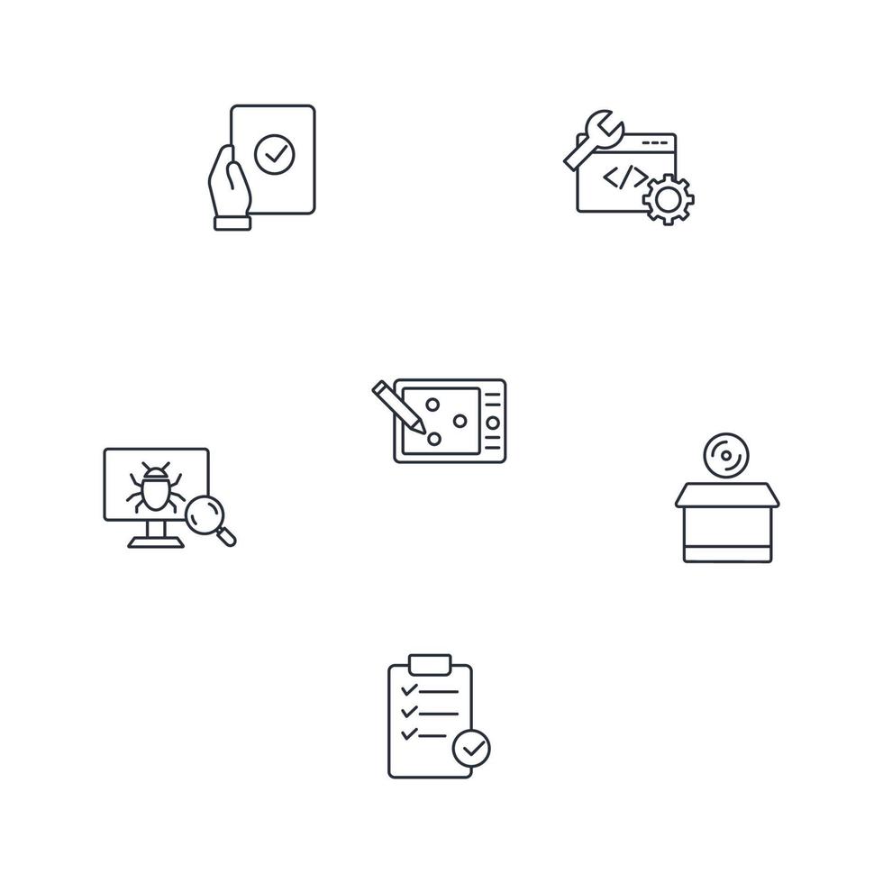 Conjunto de iconos de agilidad de la computadora web empresarial de software de desarrollo ágil. desarrollo ágil software negocio web computadora agilidad paquete símbolo elementos vectoriales para infografía web vector