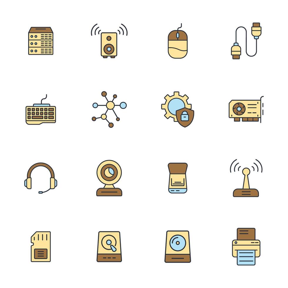 conjunto de iconos de componentes de computadora. componentes de computadora paquete de elementos de vector de símbolo para web de infografía