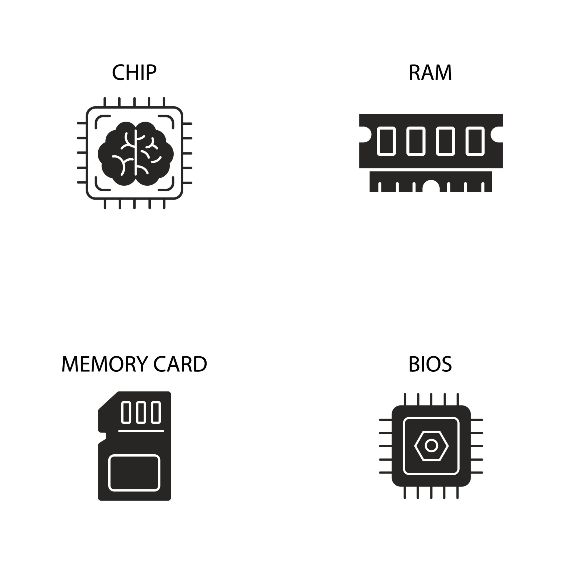 computer components icons set . computer components pack symbol vector