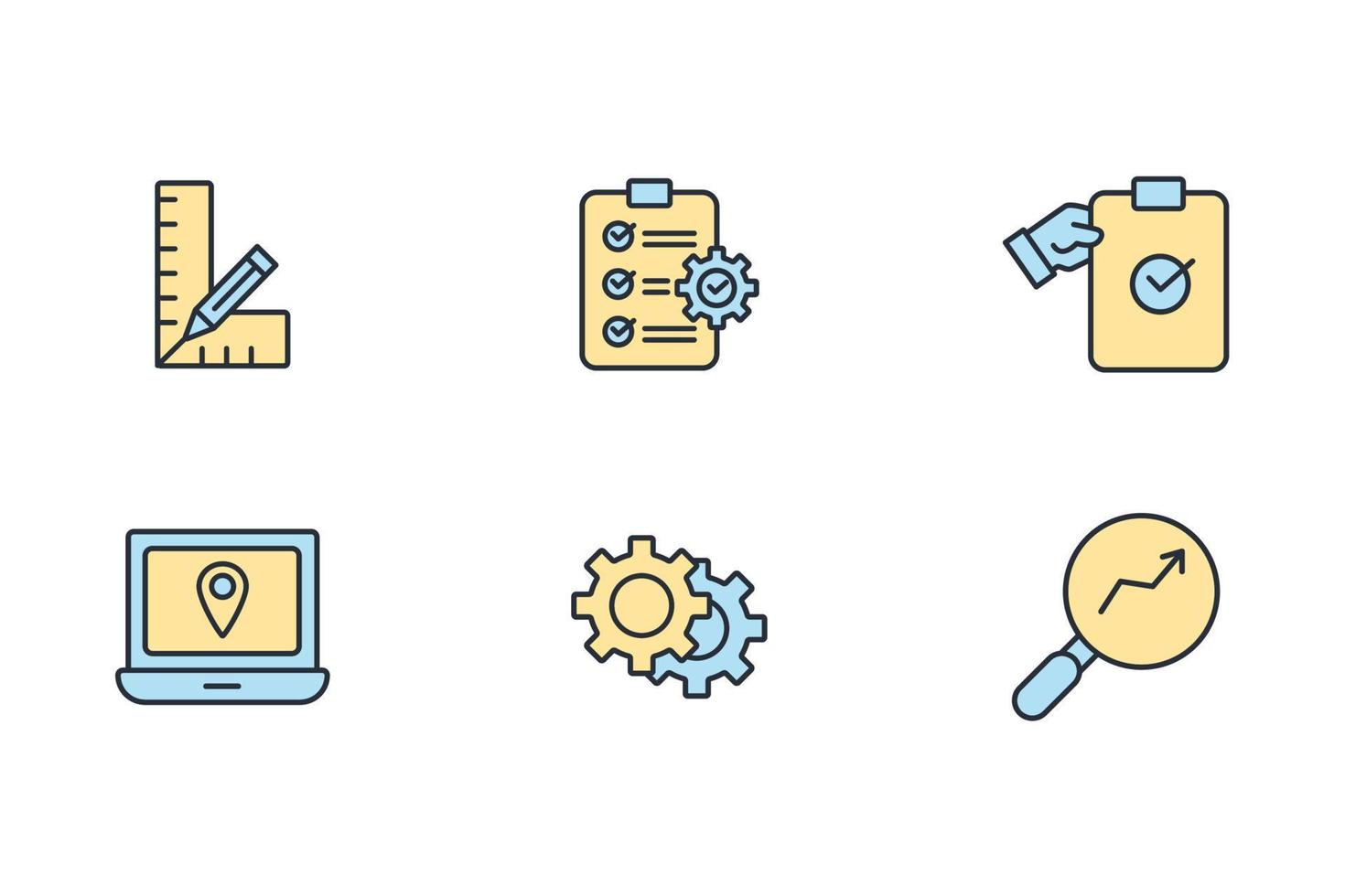 conjunto de iconos de proceso de monitoreo. elementos de vector de símbolo de paquete de proceso de monitoreo para web de infografía