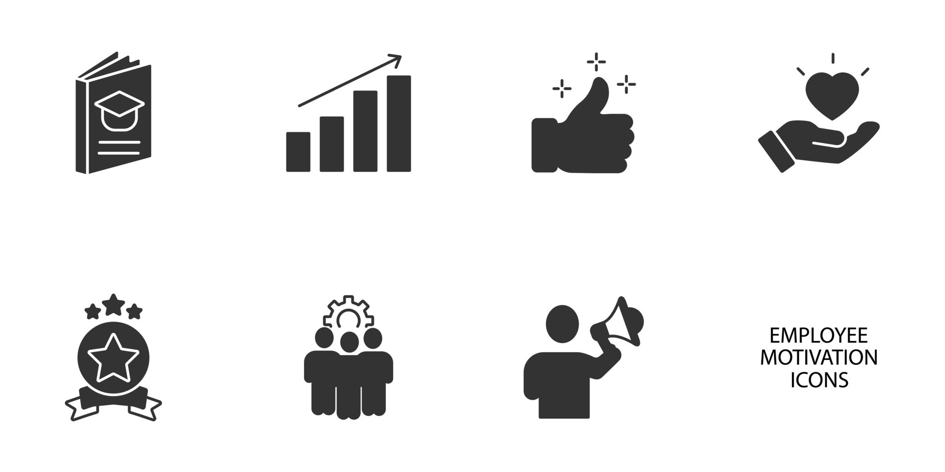 employee motivation icons set . employee motivation pack symbol vector