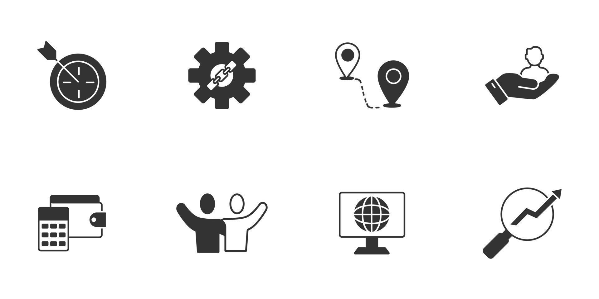 conjunto de iconos de marketing de afiliados. elementos de vector de símbolo de paquete de marketing de afiliados para web de infografía