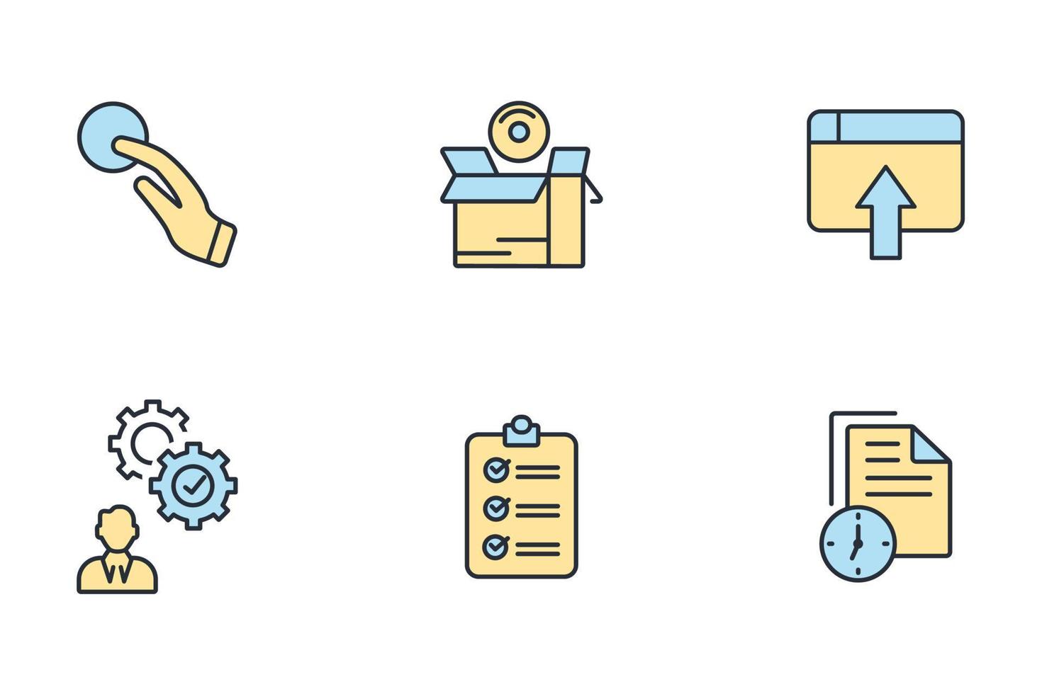 release managing icons set . release managing pack symbol vector elements for infographic web