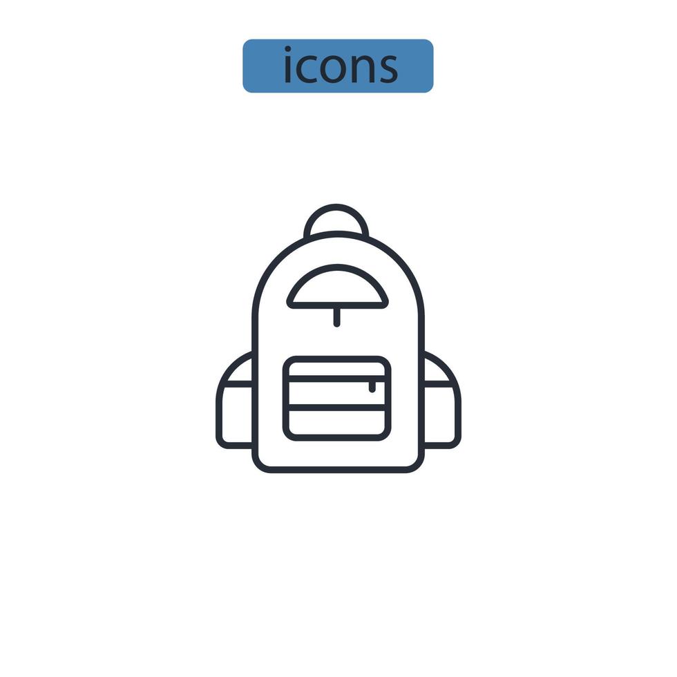 Backpack icons symbol vector elements for infographic web