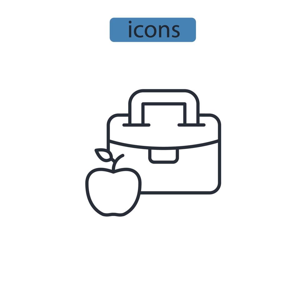 los iconos de la fiambrera simbolizan los elementos vectoriales para la web infográfica vector