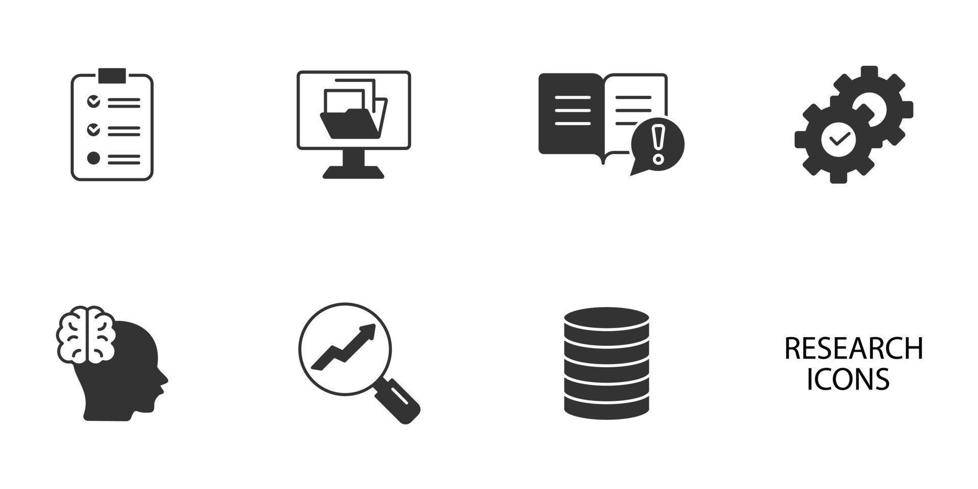 conjunto de iconos de investigación. elementos de vector de símbolo de paquete de investigación para web de infografía