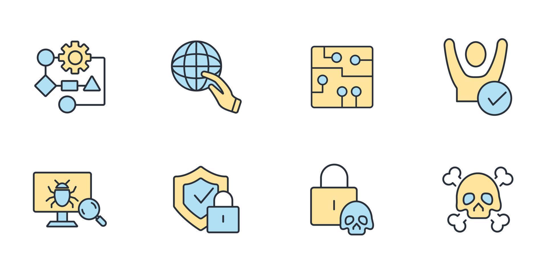cyber security and brech data web icons set .  cyber security and brech data web pack symbol vector elements for infographic web