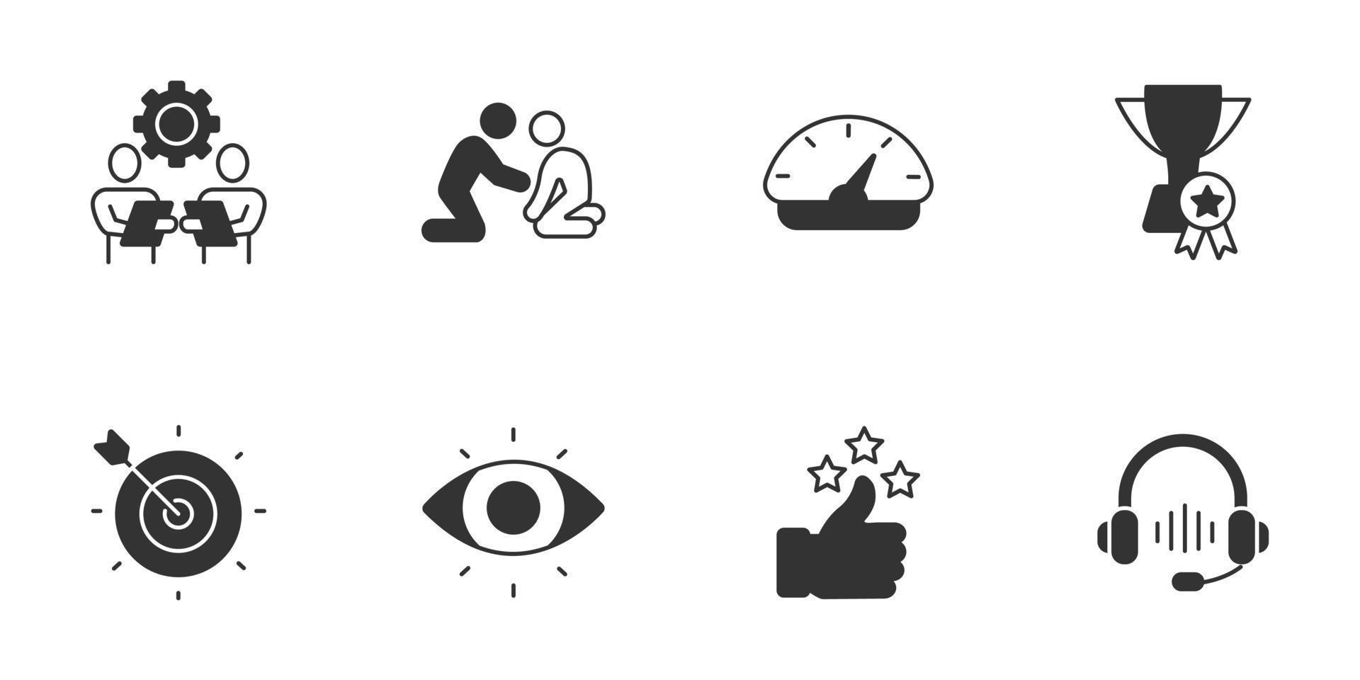 conjunto de iconos de motivación. elementos de vector de símbolo de paquete de motivación para web de infografía