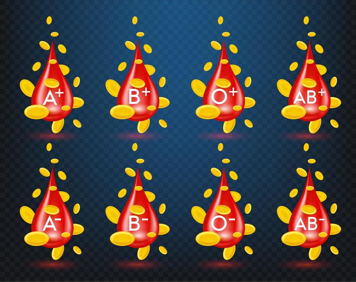 Medical science structure concept of red blood and yellow plasma. Blood cell and its components plasma realistic with 3D vector illustration. On a translucent background.