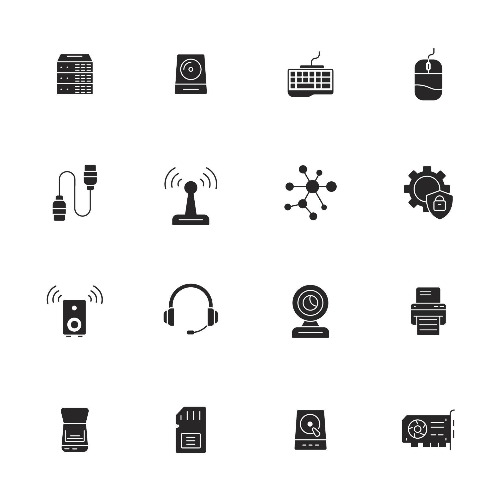 computer components icons set . computer components pack symbol vector