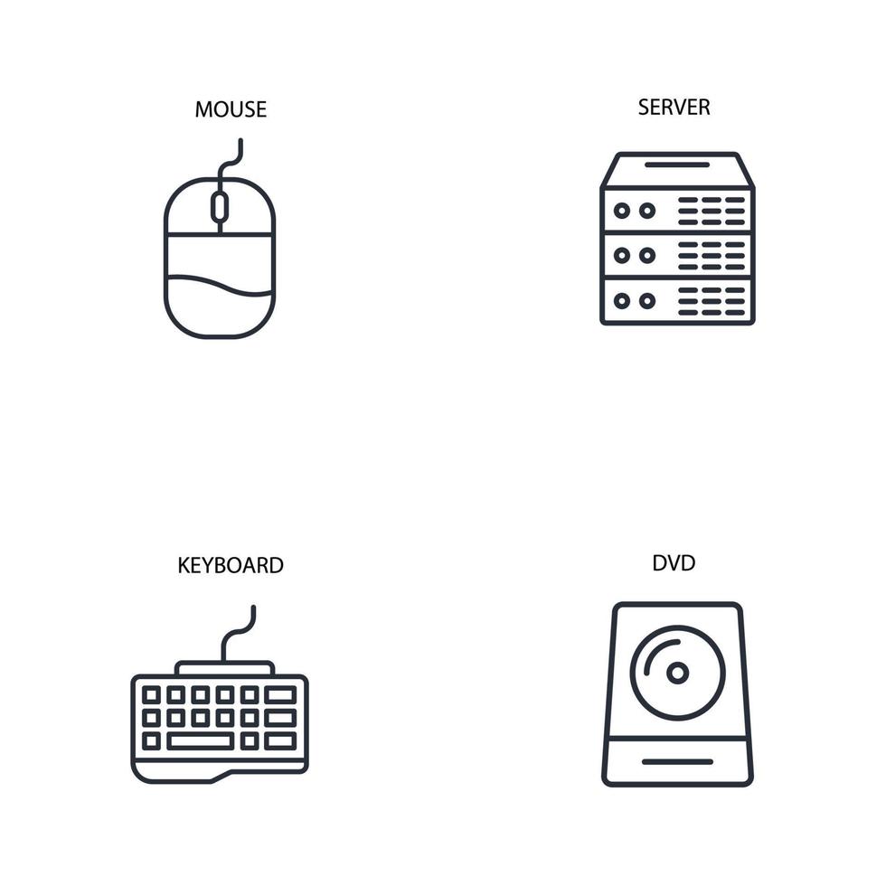 conjunto de iconos de componentes de computadora. componentes de computadora paquete de elementos de vector de símbolo para web de infografía