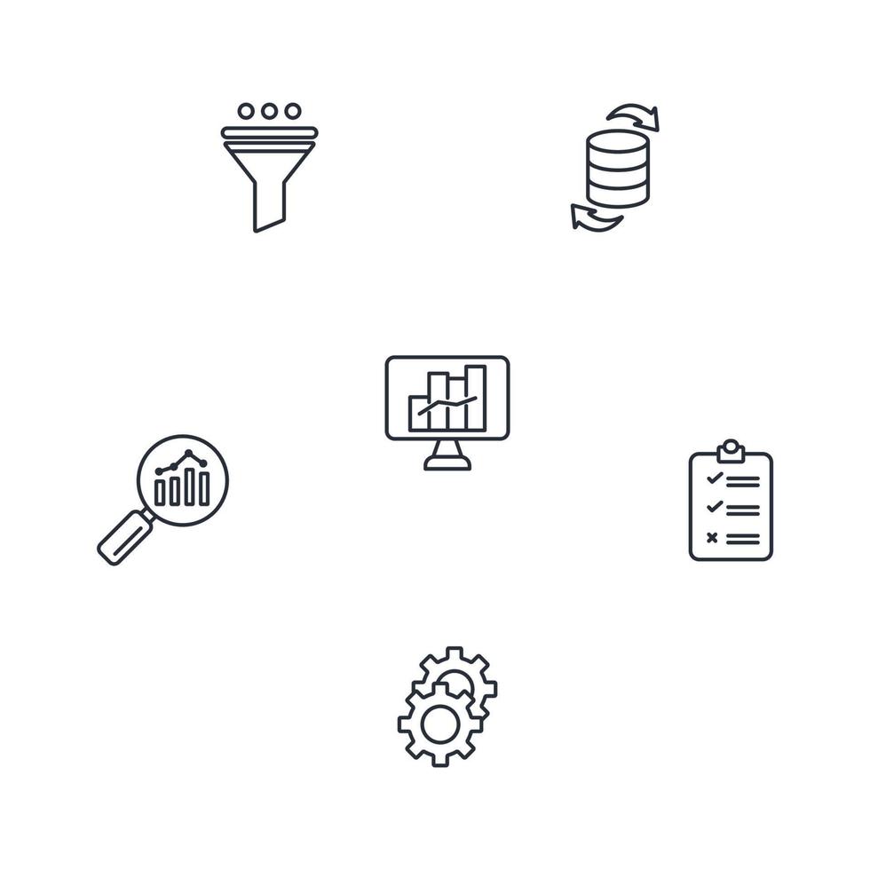 Data mining is the process of discovering patterns in large data sets icons set . Data mining is the process of discovering patterns in large data sets pack symbol vector elements for infographic web