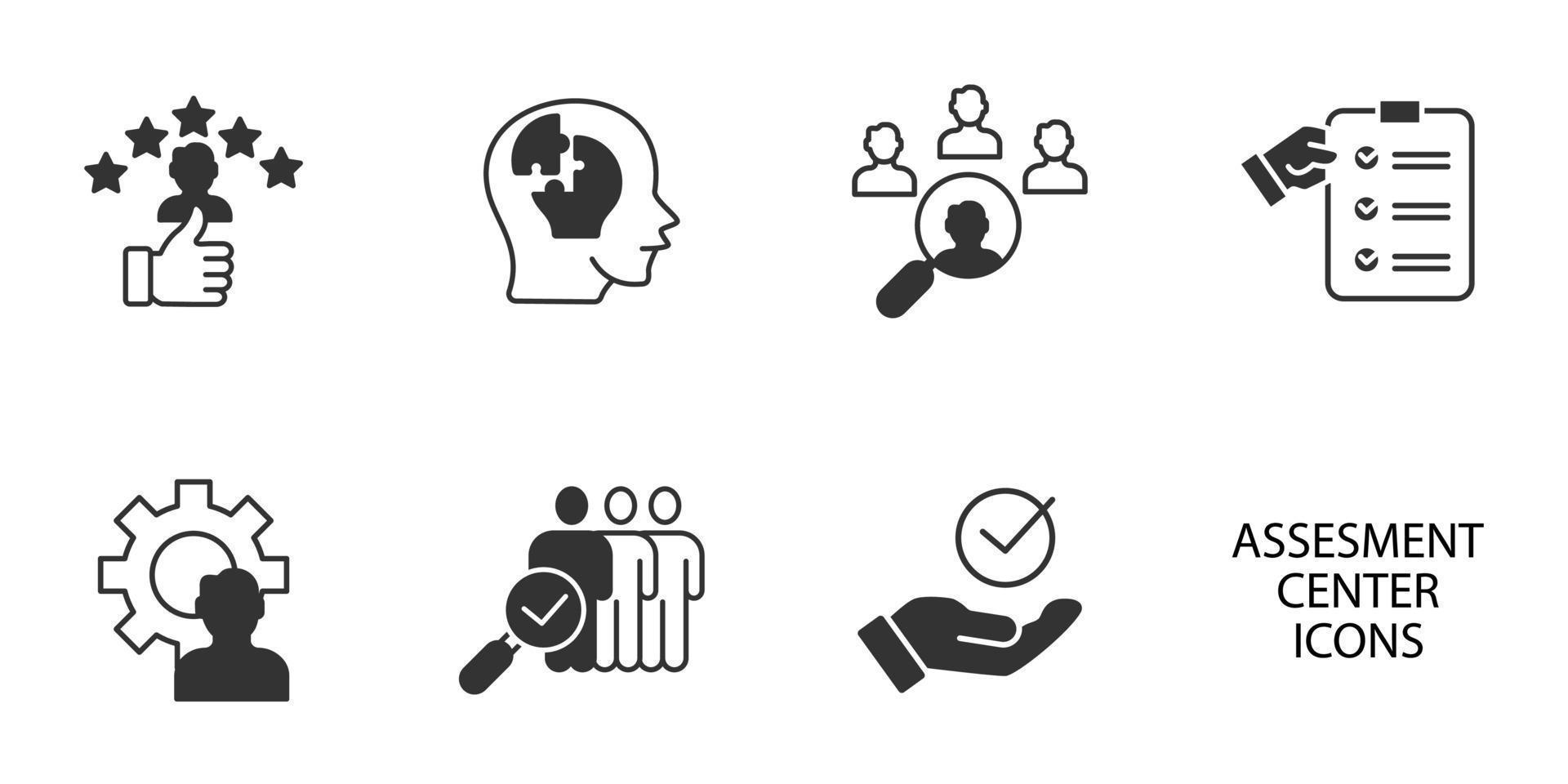 conjunto de iconos de recursos humanos del centro de evaluación y auditoría personal. centro de evaluación y auditoría personal paquete de recursos humanos elementos de vector de símbolo para web infográfico