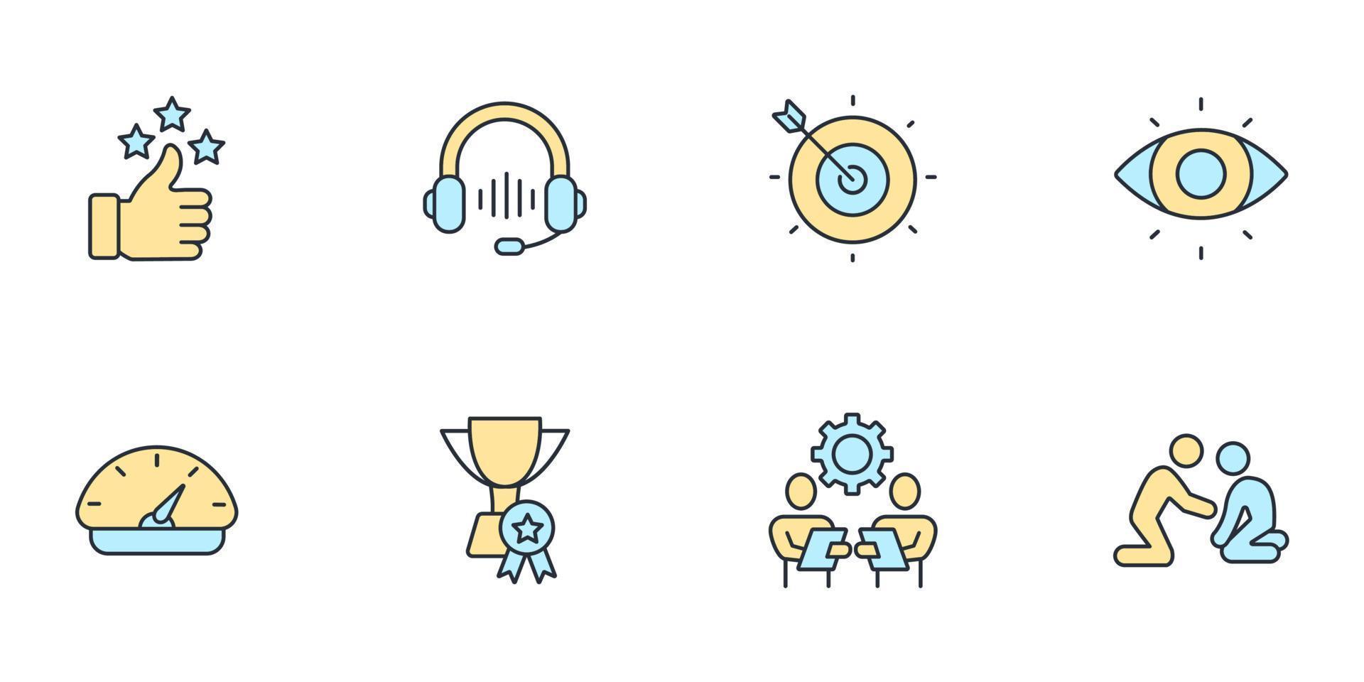 conjunto de iconos de motivación. elementos de vector de símbolo de paquete de motivación para web de infografía