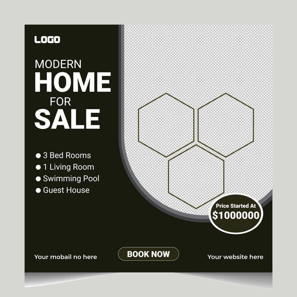 Real estate home sale social media post template design vector