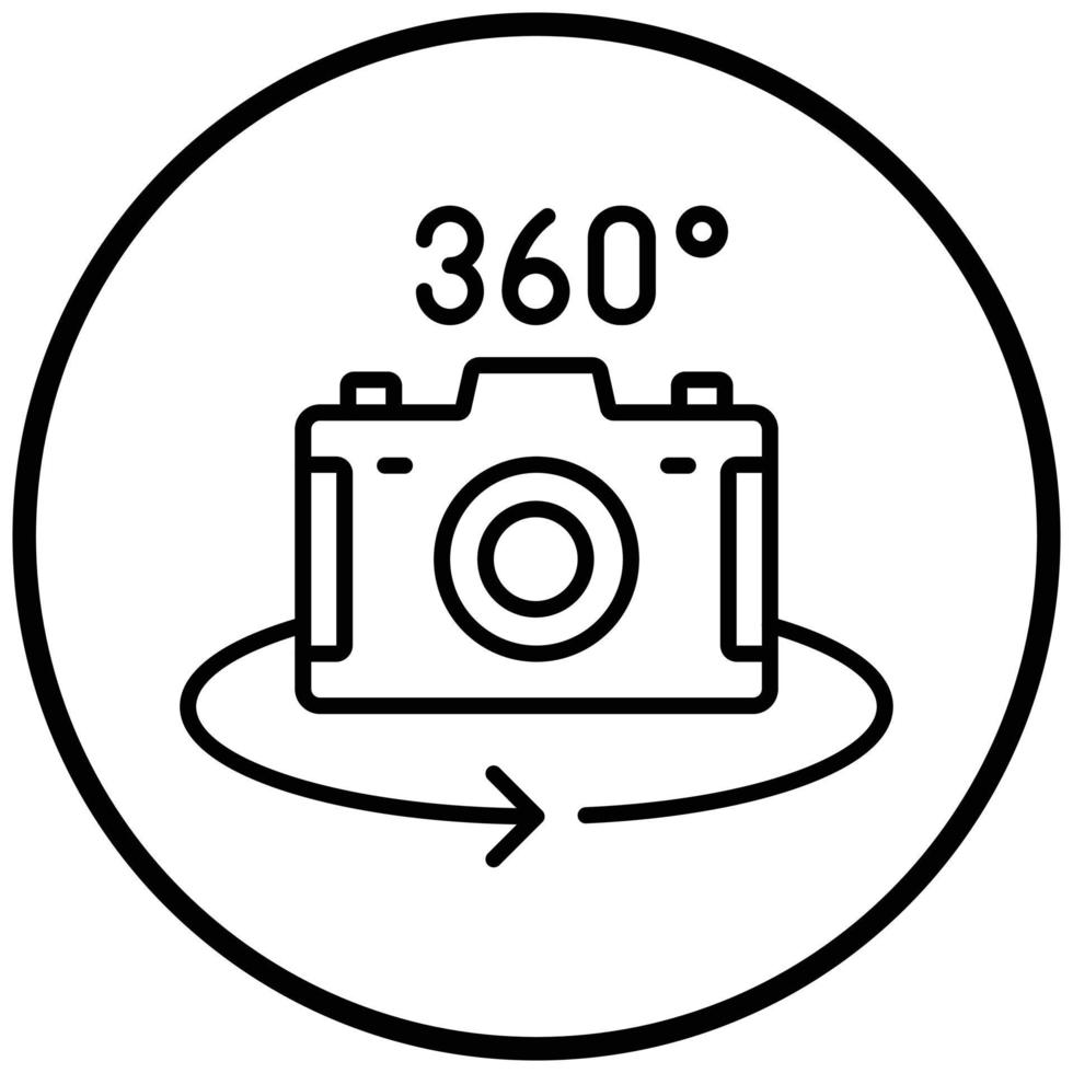 estilo de icono de cámara 360 vector