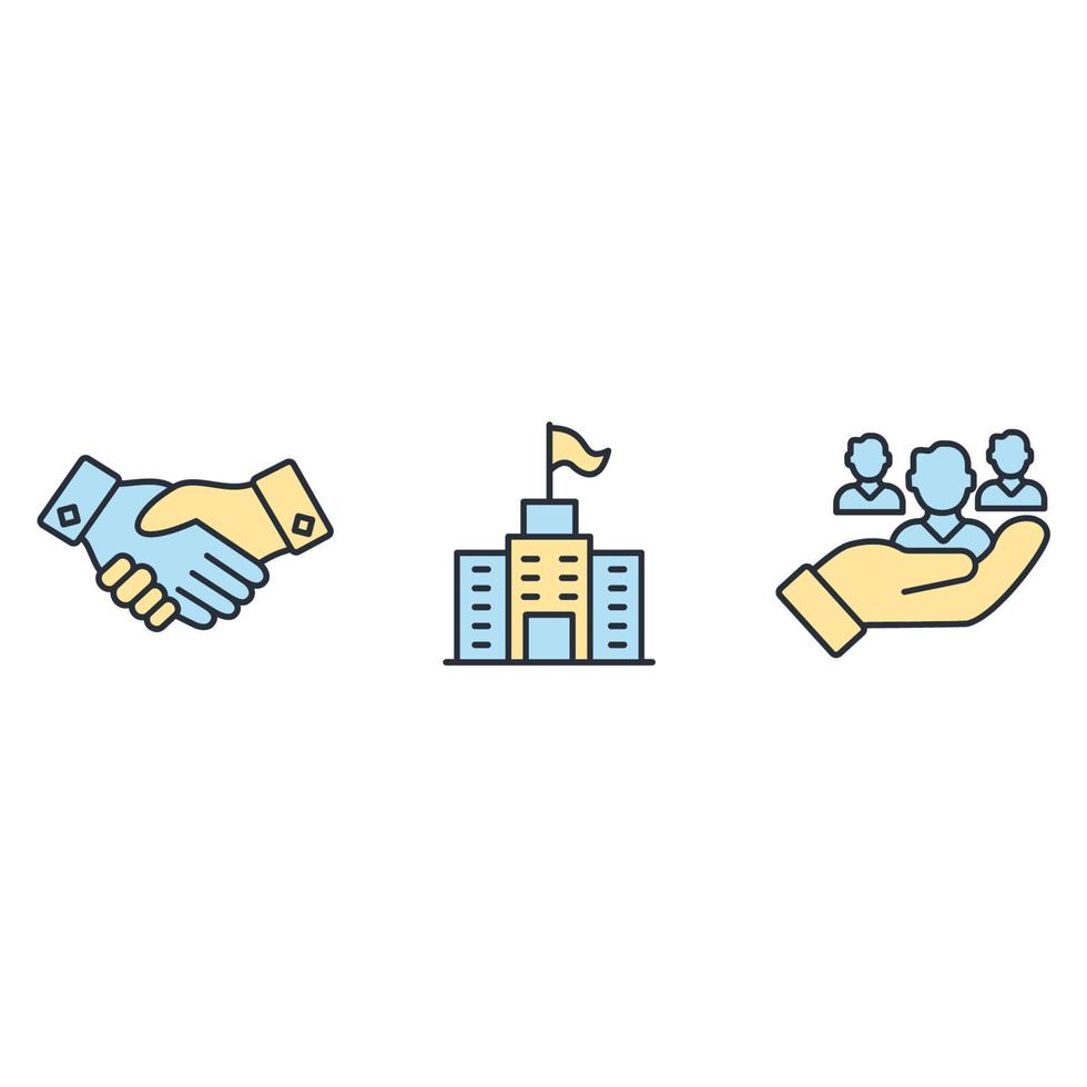 Corporate social responsibility icons set . Corporate social responsibility pack symbol vector elements for infographic web