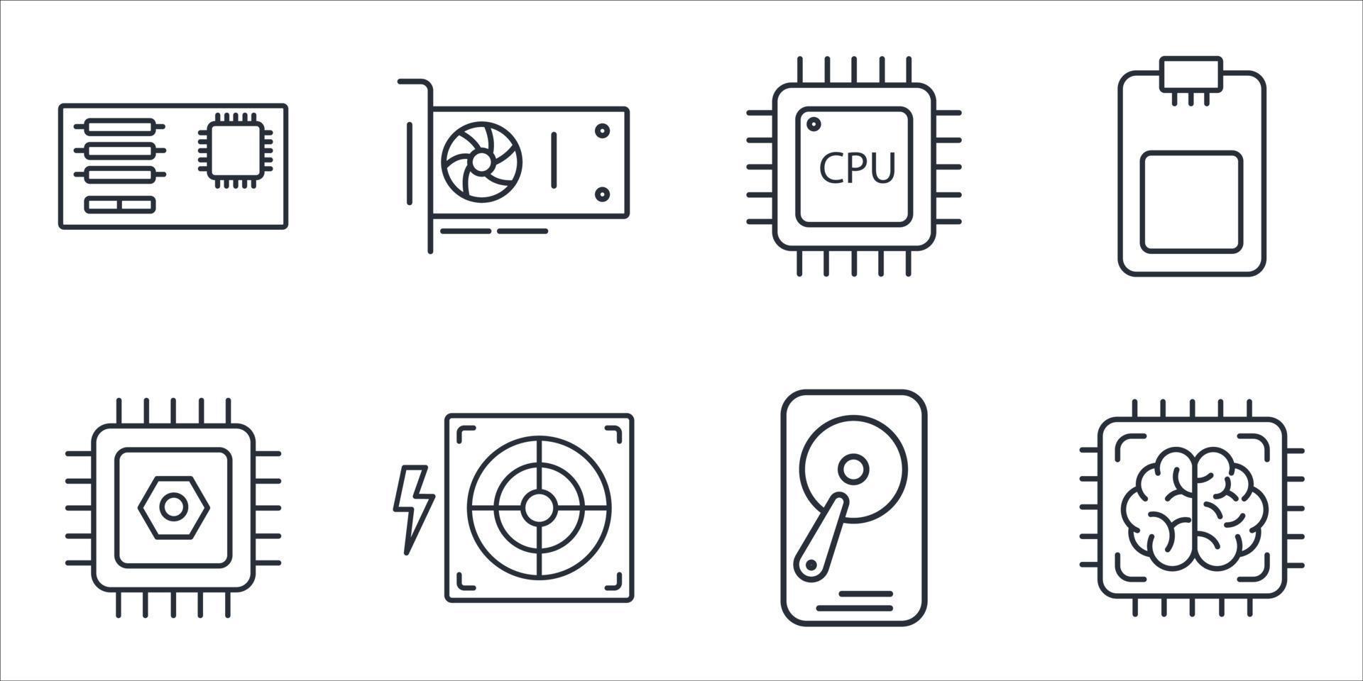 computer components icons set . computer components pack symbol vector