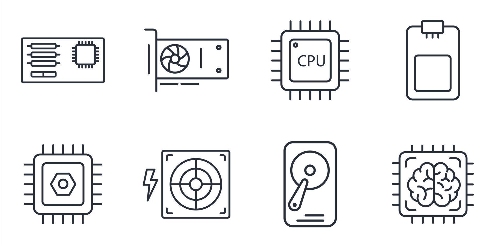 computer components icons set . computer components pack symbol vector ...
