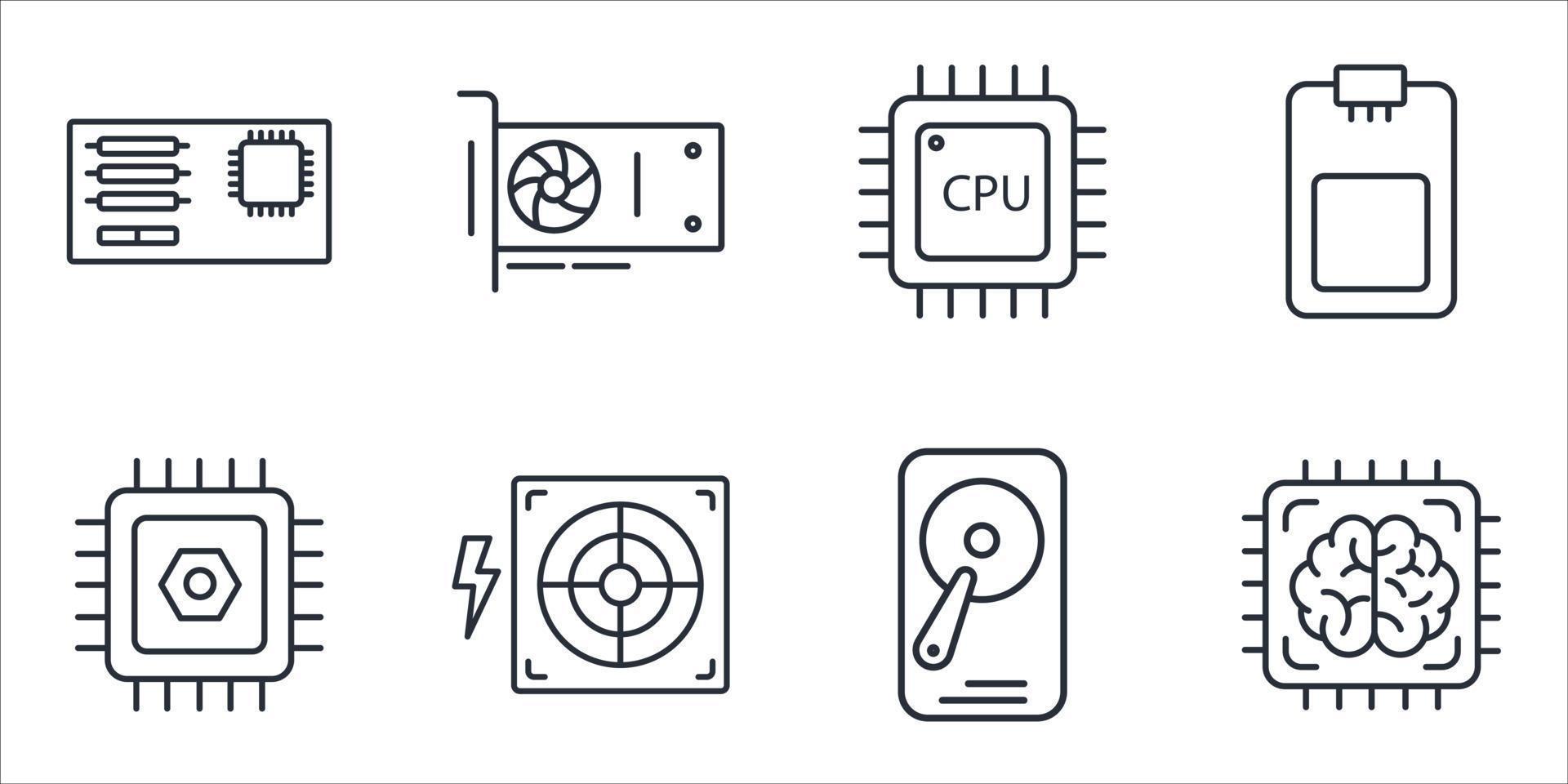 conjunto de iconos de componentes de computadora. componentes de computadora paquete de elementos de vector de símbolo para web de infografía