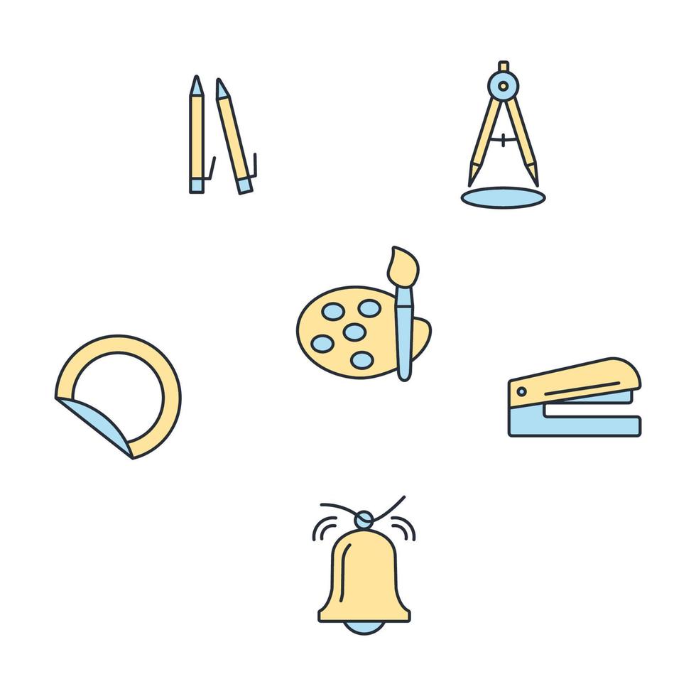 school supplies icons set . school supplies pack symbol vector elements for infographic web