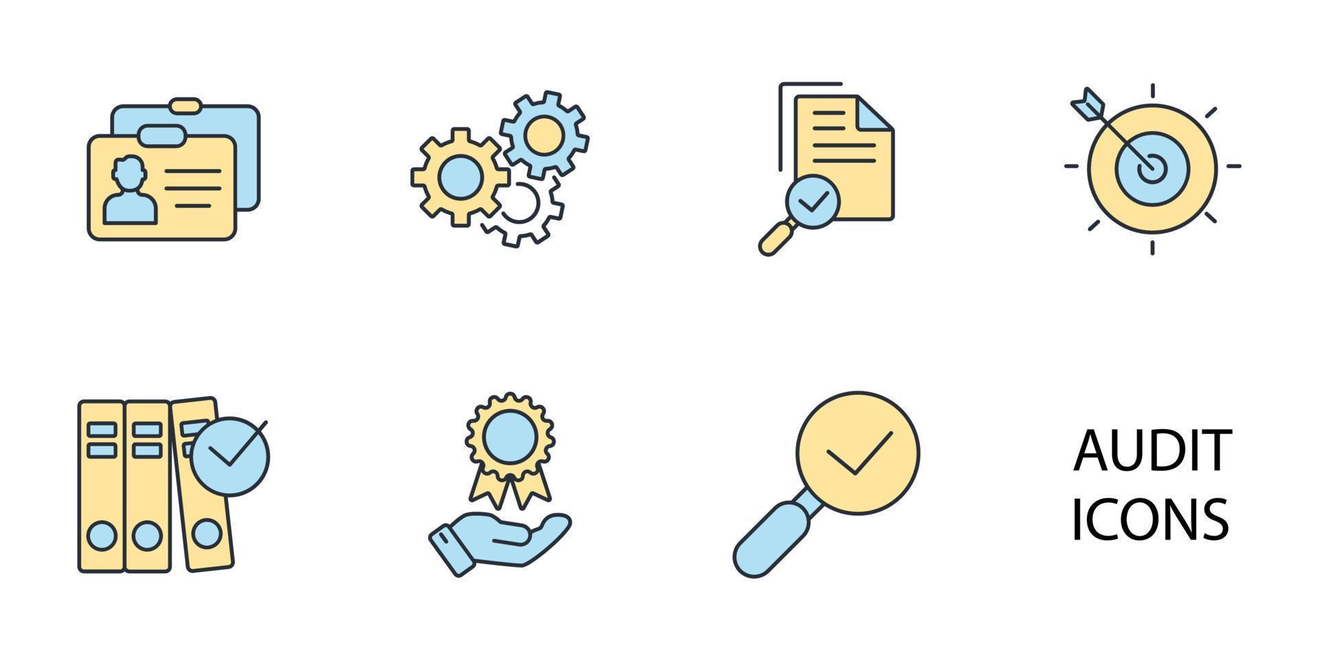 conjunto de iconos de auditoría. elementos de vector de símbolo de paquete de auditoría para web de infografía