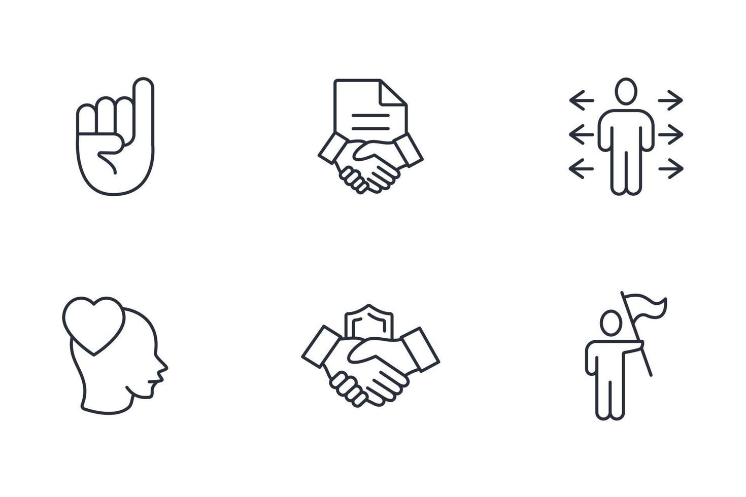conjunto de iconos de compromiso. elementos de vector de símbolo de paquete de compromiso para web de infografía