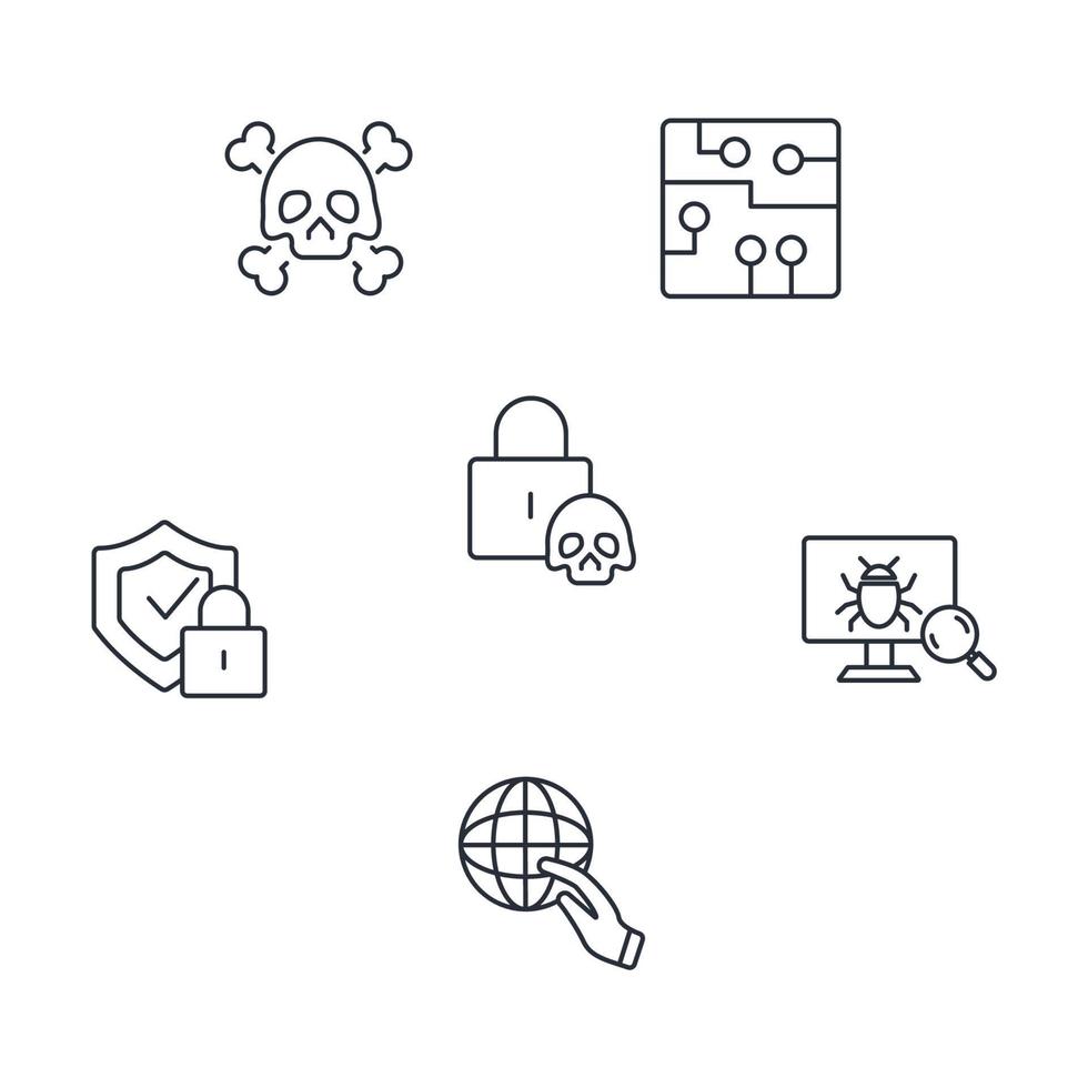 conjunto de iconos web de seguridad cibernética y datos de brecha. elementos de vector de símbolo de paquete web de seguridad cibernética y datos de brecha para web infográfico