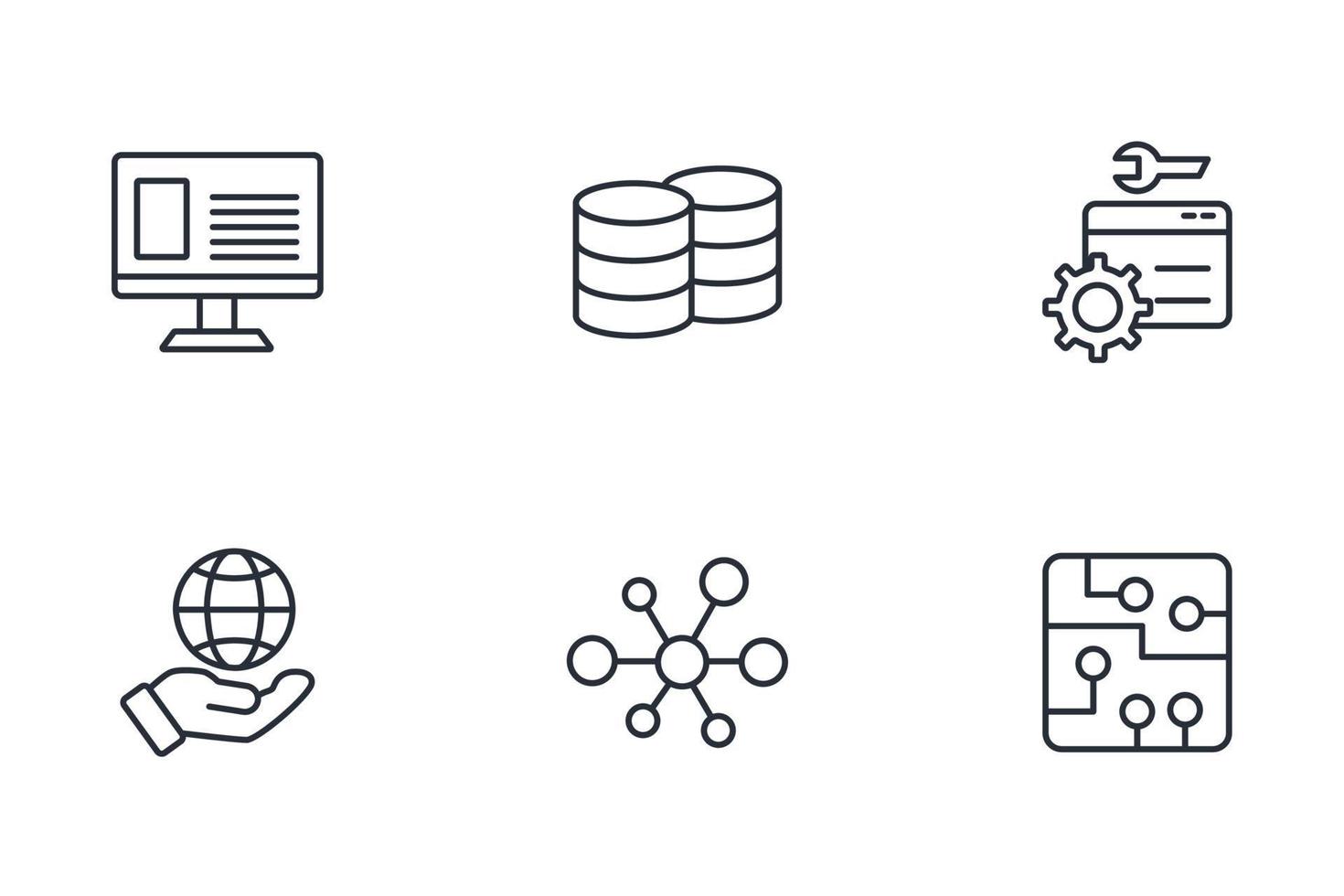 conjunto de iconos de tecnología de la información. elementos de vector de símbolo de paquete de tecnología de información para web de infografía