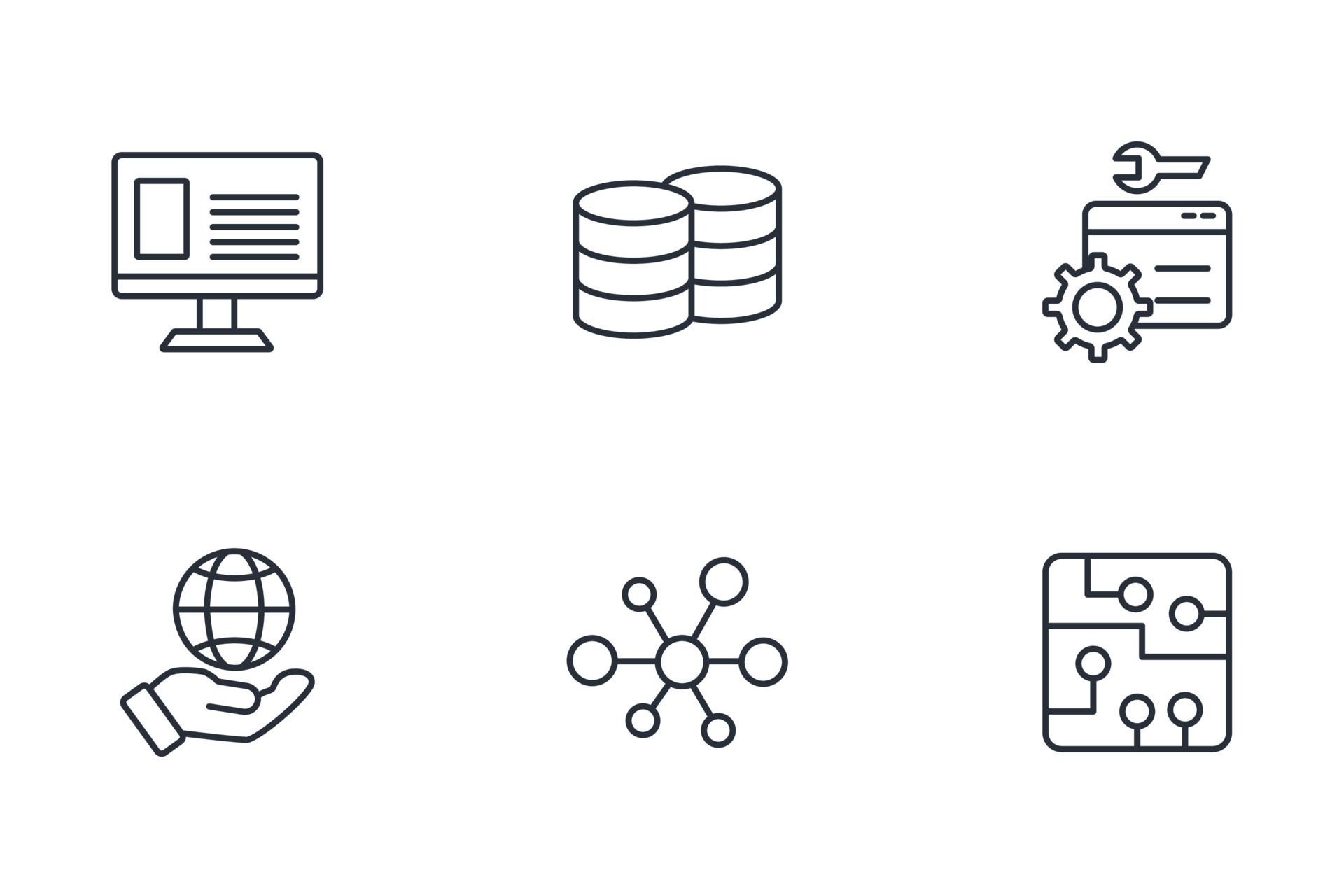 information technology icons set . information technology pack symbol