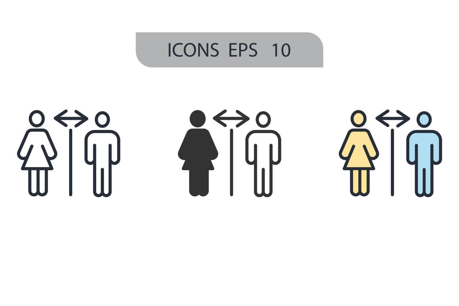 iconos de distanciamiento social simbolizan elementos vectoriales para web infográfica vector