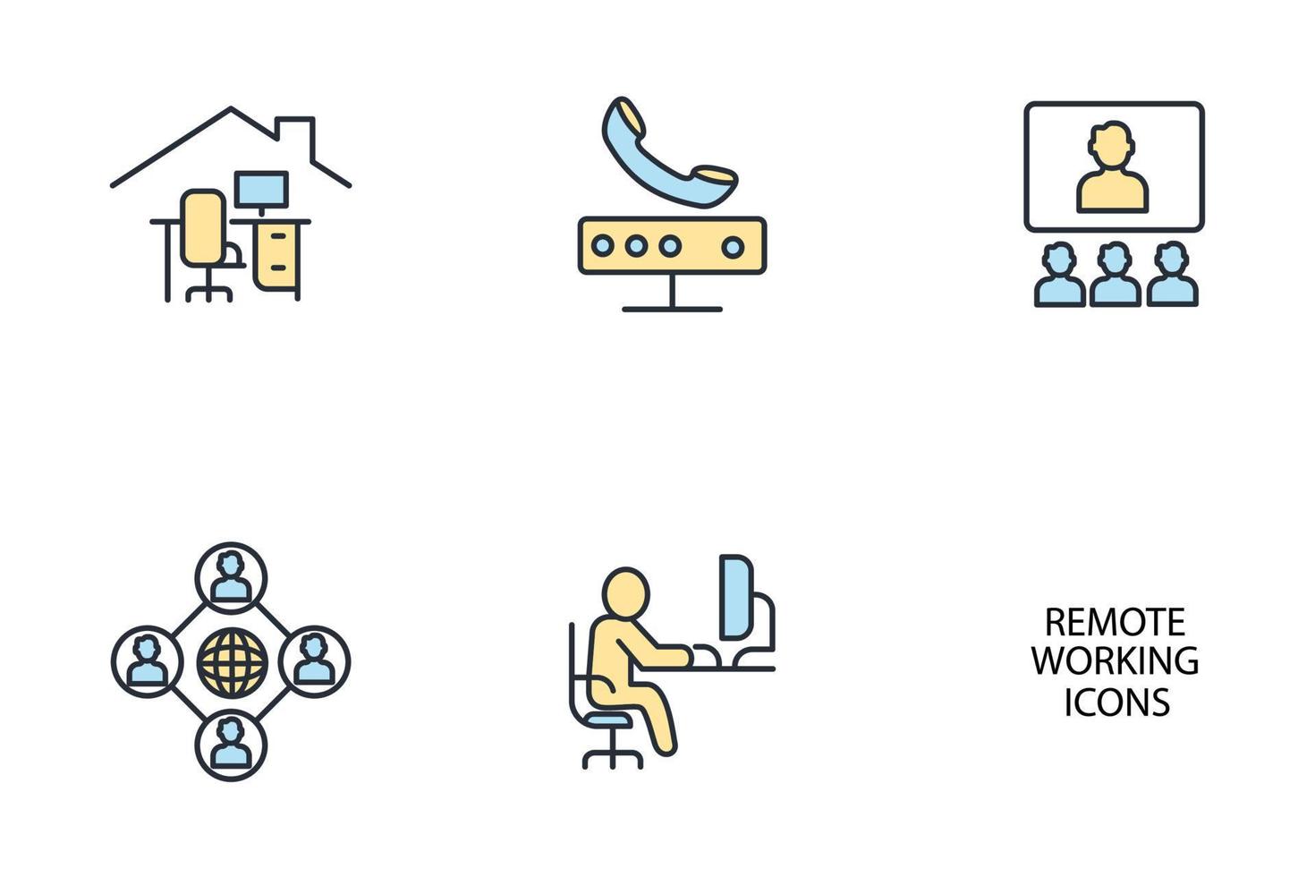 conjunto de iconos de trabajo inteligente desde el hogar. trabajo inteligente desde elementos de vector de símbolo de paquete de casa para web de infografía