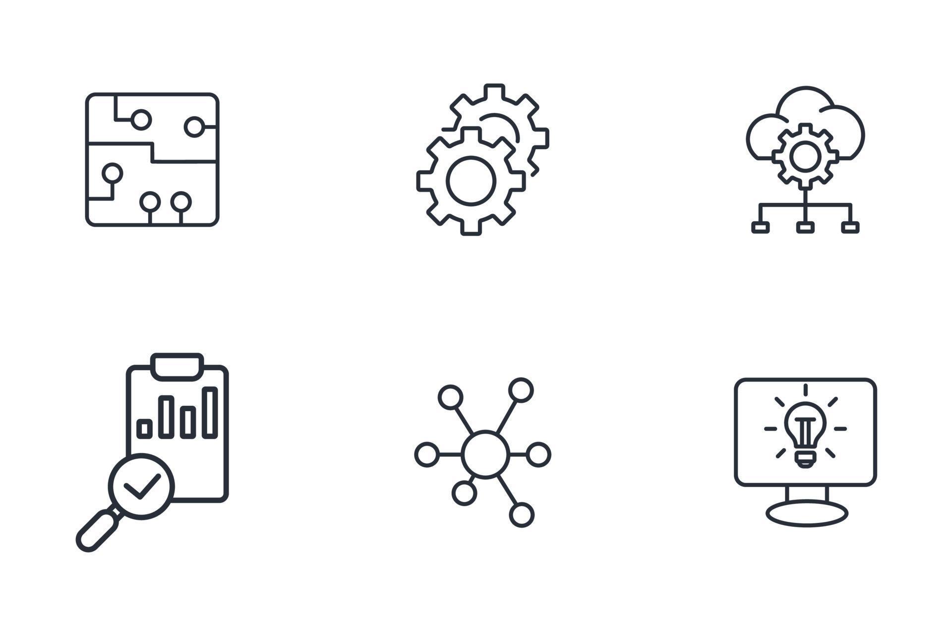 about machine learning icons set . about machine learning pack symbol ...