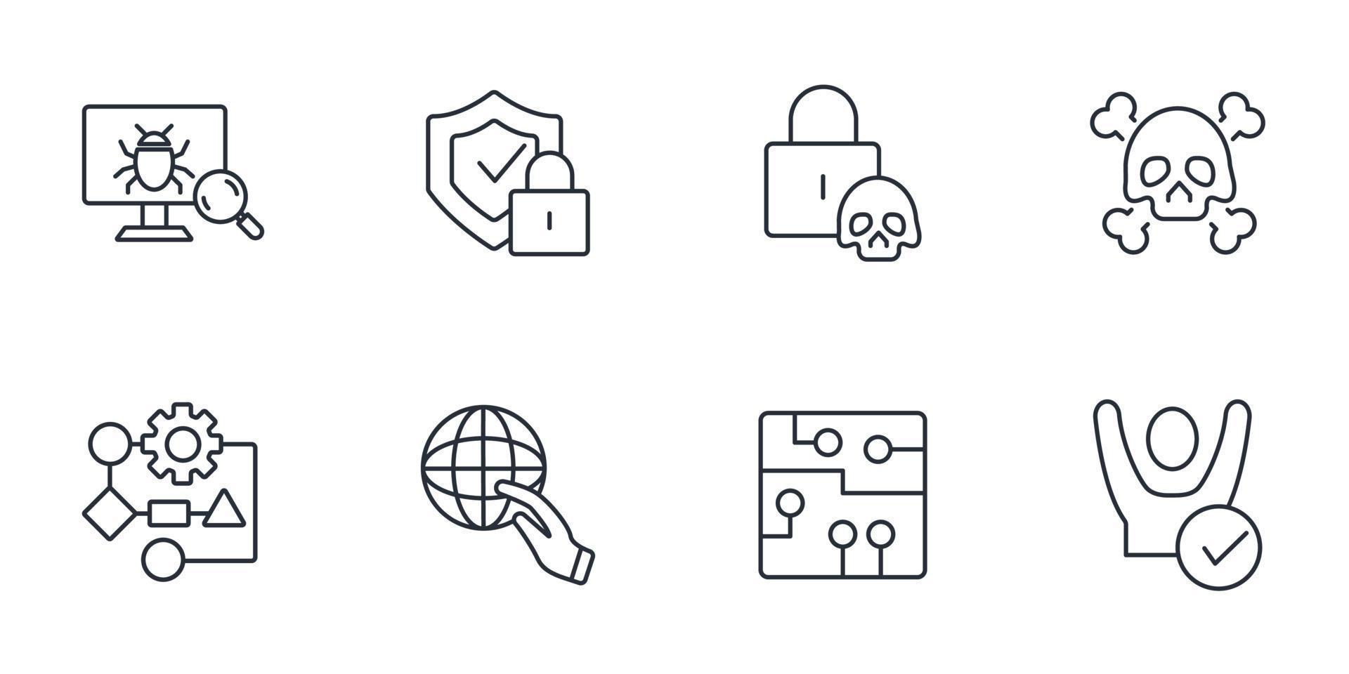 cyber security and brech data web icons set .  cyber security and brech data web pack symbol vector elements for infographic web