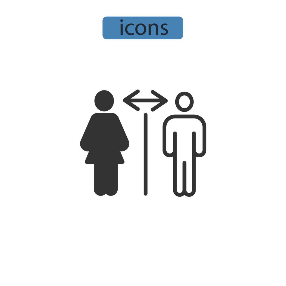 iconos de distanciamiento social simbolizan elementos vectoriales para web infográfica vector