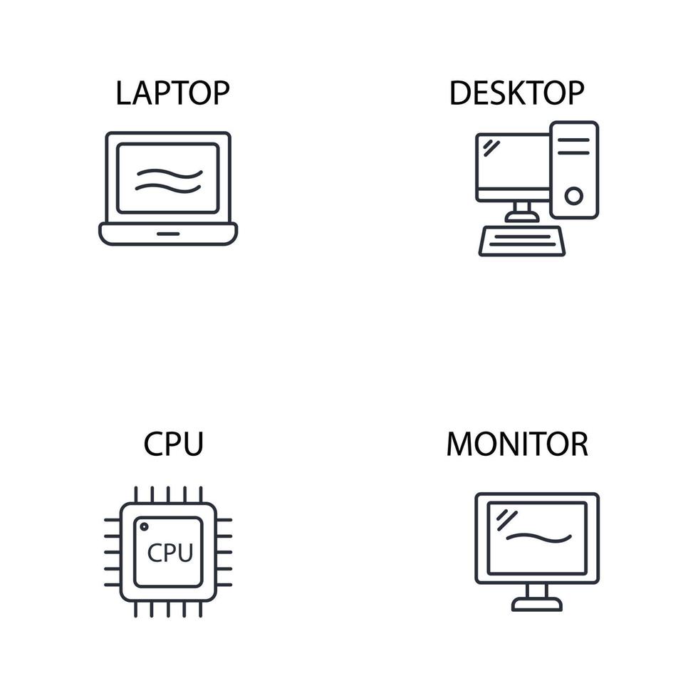 computer components icons set . computer components pack symbol vector