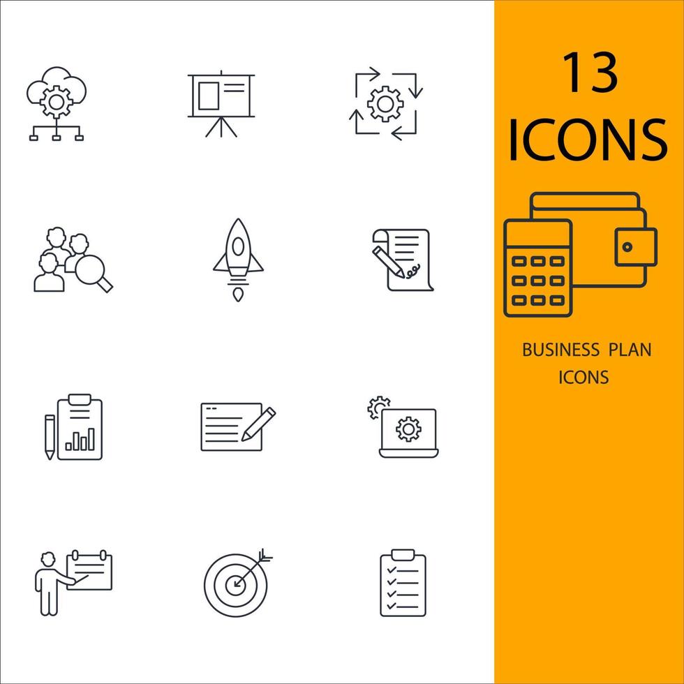 business plan icons set . business plan pack symbol vector elements for infographic web