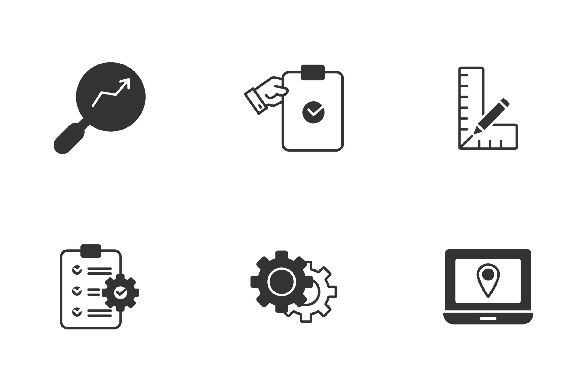 monitoring process icons set . monitoring process pack symbol vector