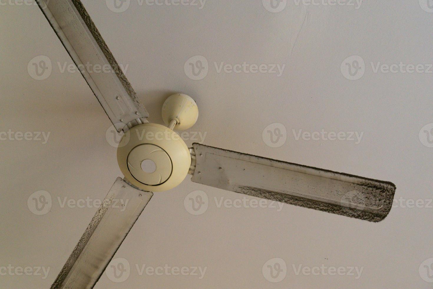 Blade of ceiling fan full with dust. photo