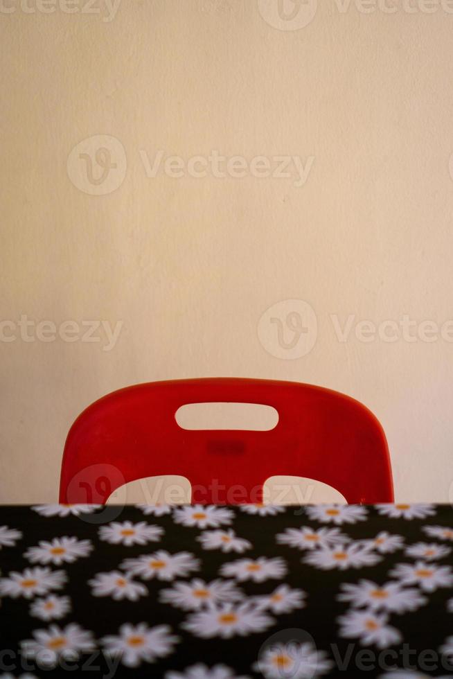 Table and chair with a copy space. photo
