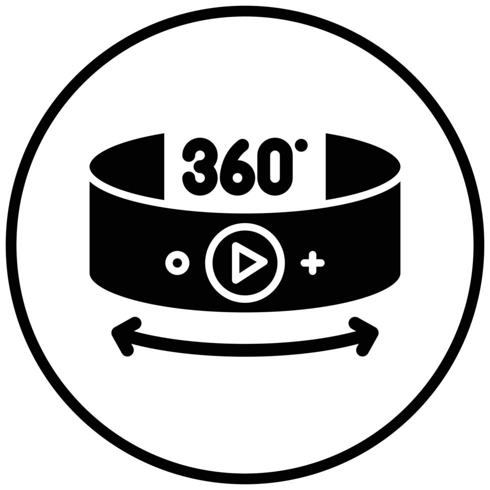 estilo de icono de video de 360 grados vector