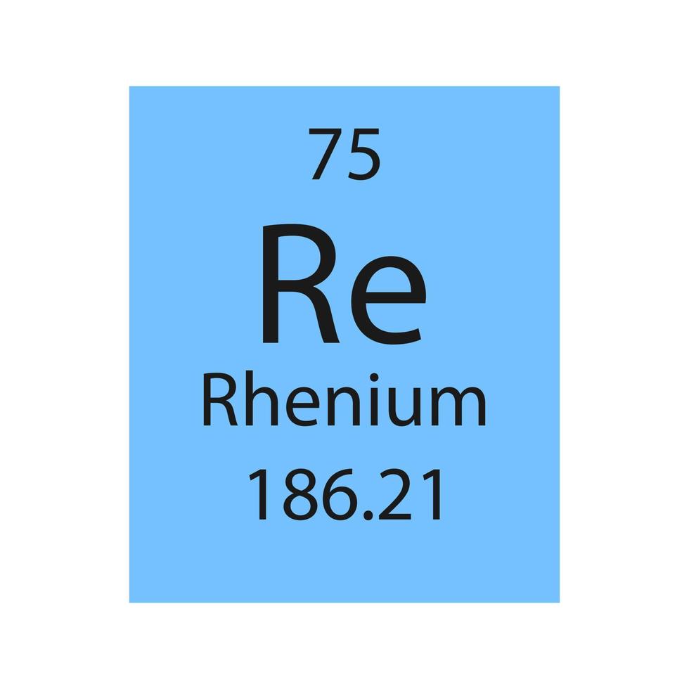 Rhenium symbol. Chemical element of the periodic table. Vector illustration.